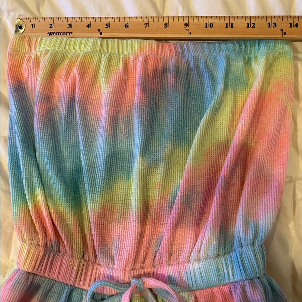 Full City Trends With Love Romper Rainbow Tie Dye Strapless Size Medium - Picture 10 of 11
